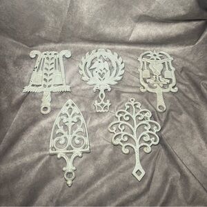 Set of 5 Vintage Cast Iron Trivets